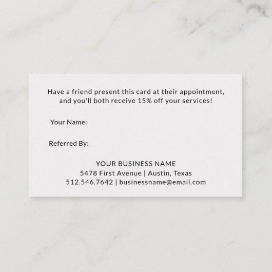 Blush Waterverf | Witte marmer en Faux Gold Aanbevelingskaartje (Achterkant)