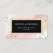 Blush Waterverf | Witte marmer en Faux Gold Aanbevelingskaartje (Voorkant)