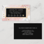 Blush Waterverf | Witte marmer en Faux Gold Klantenkaartje (Voorkant / Achterkant)