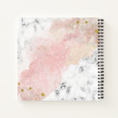 Blush Waterverf | Witte marmer en Faux Gold Notitieboek (Achterkant)
