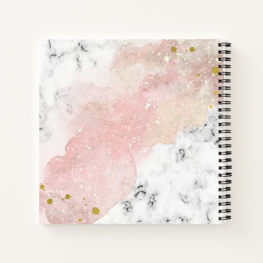 Blush Waterverf | Witte marmer en Faux Gold Notitieboek (Achterkant)
