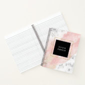 Blush Waterverf | Witte marmer en Faux Gold Notitieboek (Binnen)