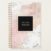 Blush Waterverf | Witte marmer en Faux Gold Planner (Voorkant)