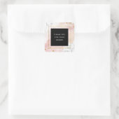 Blush Waterverf | Witte marmer en Faux Gold Vierkante Sticker (Tas)