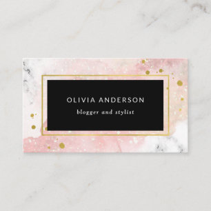 Blush Waterverf   Witte marmer en Faux Gold Visitekaartje