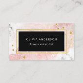 Blush Waterverf | Witte marmer en Faux Gold Visitekaartje (Voorkant)