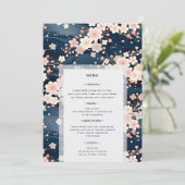 Blush Waves Sakura Bloesem Moderne Trouwdag Menu (Staand voorkant)
