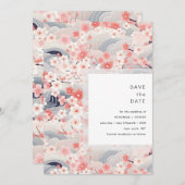 Blush Waves Sakura Blossom Modern Wedding Save The Date (Voorkant / Achterkant)
