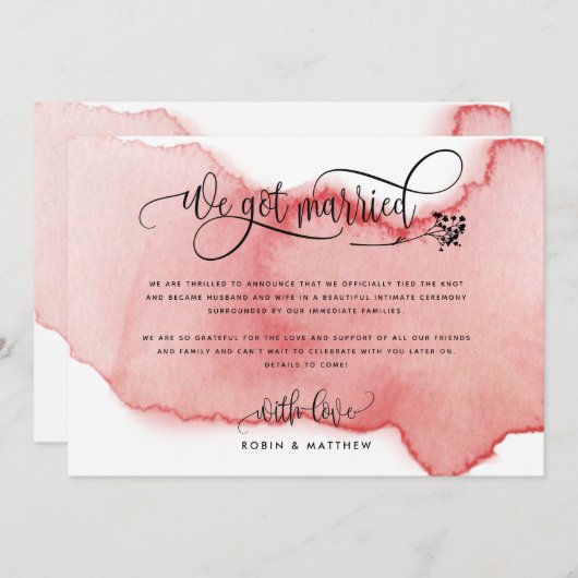 Blush, we hebben een huwelijk, Elope kondiging Kaart (Voorkant / Achterkant)