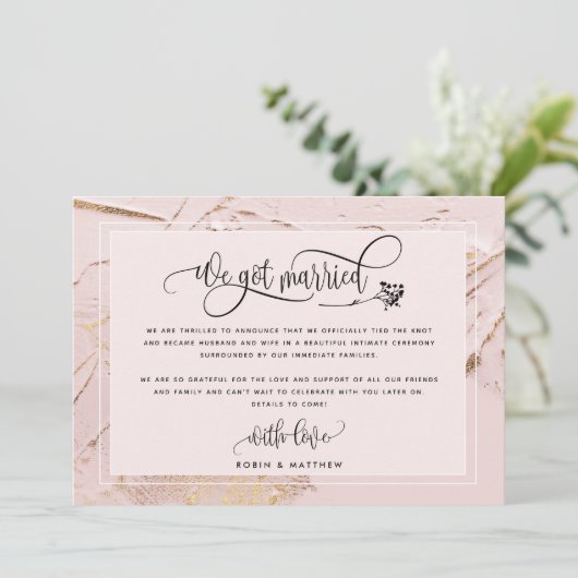 Blush We hebben een huwelijksweddenschap/aankondig Kaart (Staand voorkant)