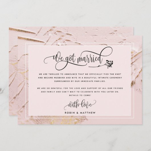 Blush We hebben een huwelijksweddenschap/aankondig Kaart (Voorkant / Achterkant)