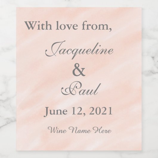 Blush Weddenschap Bedankt Wijn Etiket (Enkel label)