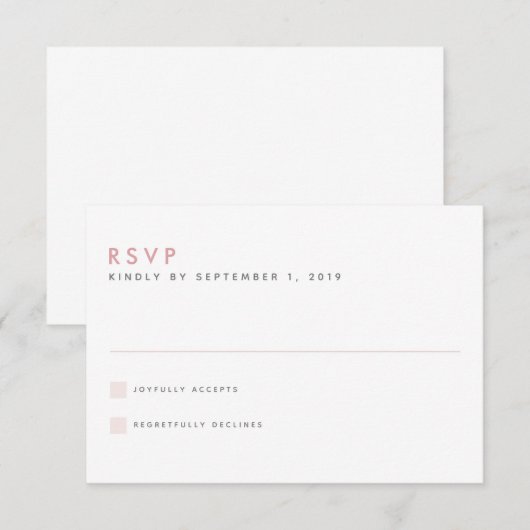 Blush Weddenschap RSVP-kaart RSVP Kaartje (Voorkant / Achterkant)