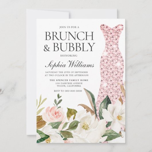 Blush Weddenschap Vrijgezellenfeest Brunch & Bubbl Kaart (Voorkant)