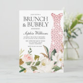 Blush Weddenschap Vrijgezellenfeest Brunch & Bubbl Kaart (Staand voorkant)