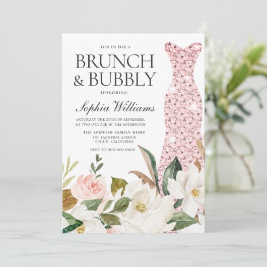 Blush Weddenschap Vrijgezellenfeest Brunch & Bubbl Kaart (Staand voorkant)