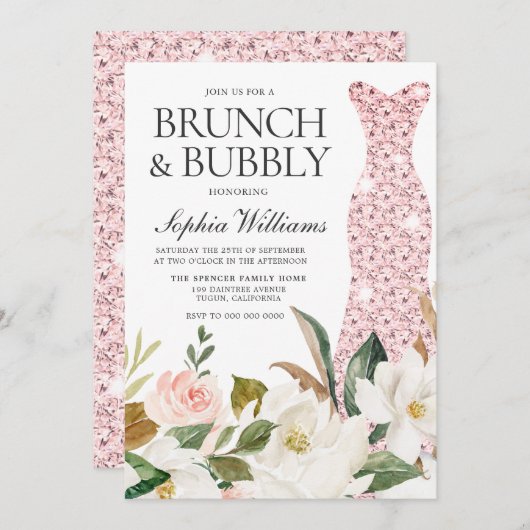 Blush Weddenschap Vrijgezellenfeest Brunch & Bubbl Kaart (Voorkant / Achterkant)