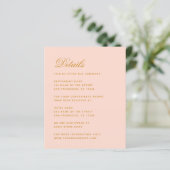 Blush Wedding Details Budget Roze Behuizing Kaart (Staand voorkant)