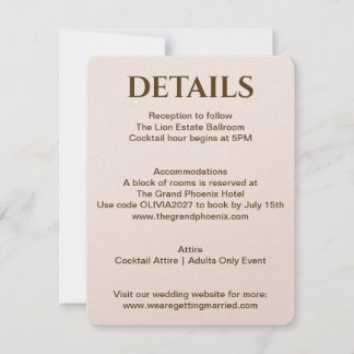 Blush Wedding Details Card | Soft Glam by JLI Kaart