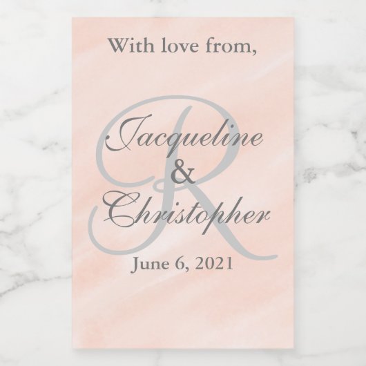 Blush Wedding Monogram Dank u Mason Labels Voedselcontainer Etiket (Enkel label)