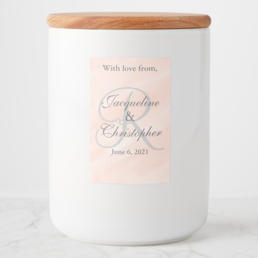 Blush Wedding Monogram Dank u Mason Labels Voedselcontainer Etiket (Voorkant)