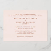 Blush Wedding Roos Gold Folie Uitnodiging (Voorkant)