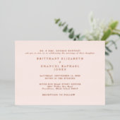Blush Wedding Roos Gold Folie Uitnodiging (Staand Voorkant)