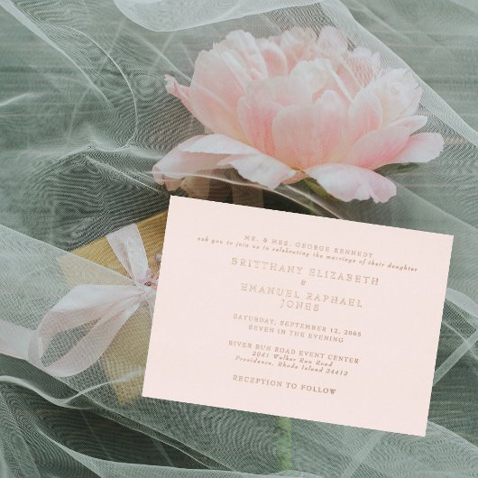 Blush Wedding Roos Gold Folie Uitnodiging