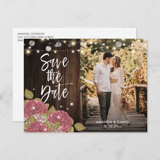 Blush Wedding Save the Date Photo Briefkaarten (Voorkant / Achterkant)