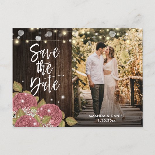 Blush Wedding Save the Date Photo Briefkaarten (Voorkant)