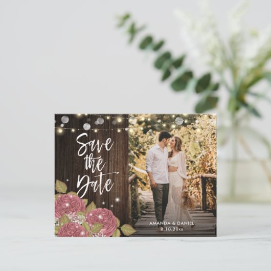 Blush Wedding Save the Date Photo Briefkaarten (Staand voorkant)