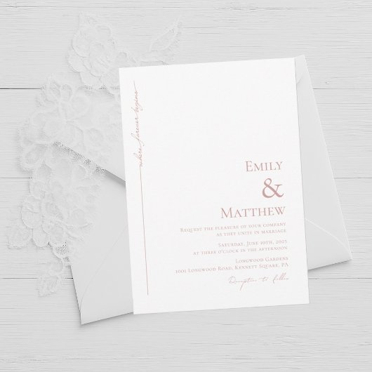 Blush Where Forever Begins Wedding Invitation Kaart