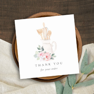 Blush Whisk Spatula Floral Utiets Hartelijk dank Vierkante Visitekaartje