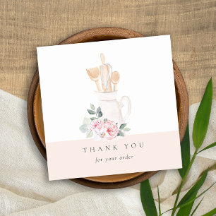 Blush Whisk Spatula Floral Utiets Hartelijk dank Vierkante Visitekaartje