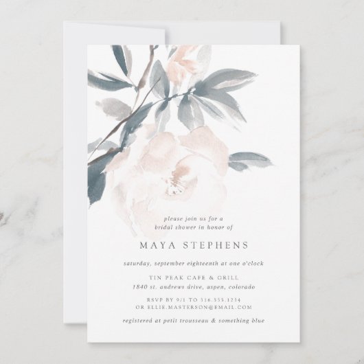 Blush Whisper Bridal Shower Invitation Kaart (Voorkant)