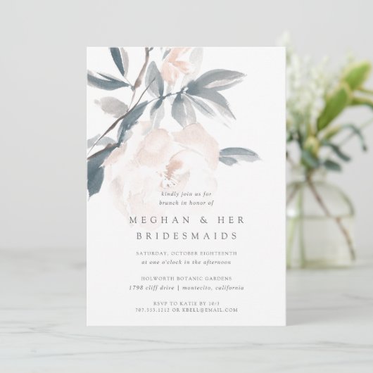 Blush Whisper Bridesmaids Brunch Invitation Kaart (Staand voorkant)