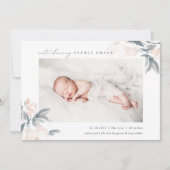Blush Whisper Floral Foto geboorteaankondiging Aankondiging (Voorkant)