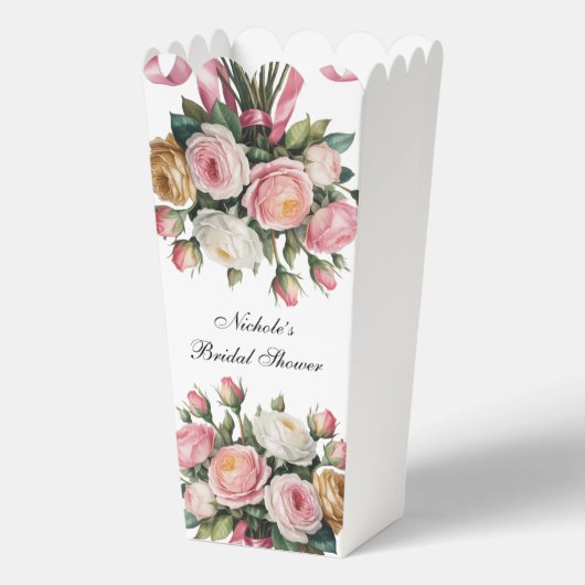 Blush White and Gold Floral Bridal Shower Bedankdoosjes (Achterkant)