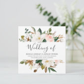 Blush & White Beauely Flowers Modern Wedding Kaart (Staand voorkant)