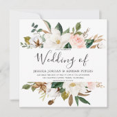 Blush & White Beauely Flowers Modern Wedding Kaart (Voorkant)
