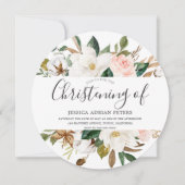 Blush & White Beauful Floral Christening Baptisme Kaart (Voorkant)