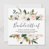 Blush & White Beauful Flowers Bachelorette Party Kaart (Voorkant)