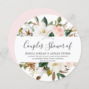 Blush & White Beauful Flowers Couples douches Kaart