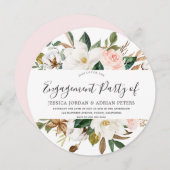 Blush & White Beauful Flowers Engagement Party Kaart (Voorkant / Achterkant)