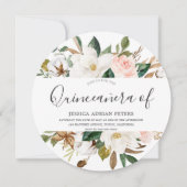 Blush & White Beauful Flowers Quinceanera Kaart (Voorkant)