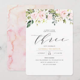 Blush White Bloemen & Eucalyptus Meisje 3e verjaar Kaart