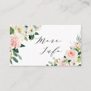 Blush White Bloom Bloemen Bruiloft Details Informatiekaartje
