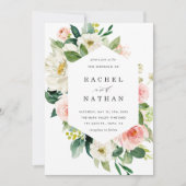 Blush White Bloom Bloemen Bruiloft Uitnodiging (Voorkant)