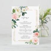 Blush White Bloom Elegant Floral Wedding Menu (Staand voorkant)