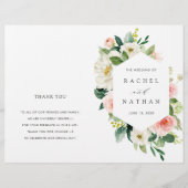 Blush White Bloom Floral Folded Wedding Programme (Voorkant)